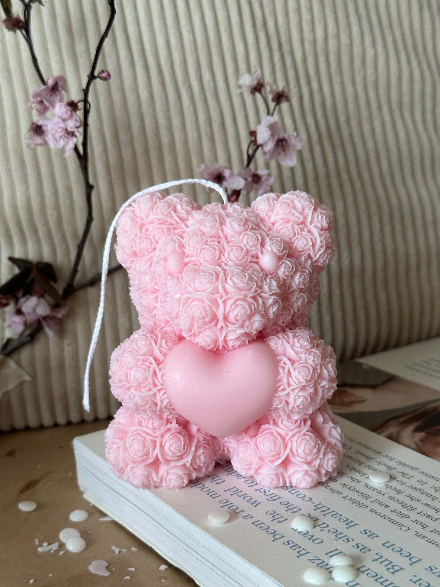 Big Heart Teddy candle